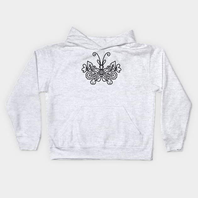 Butterfly fun doodle art Kids Hoodie by Introvert Home 